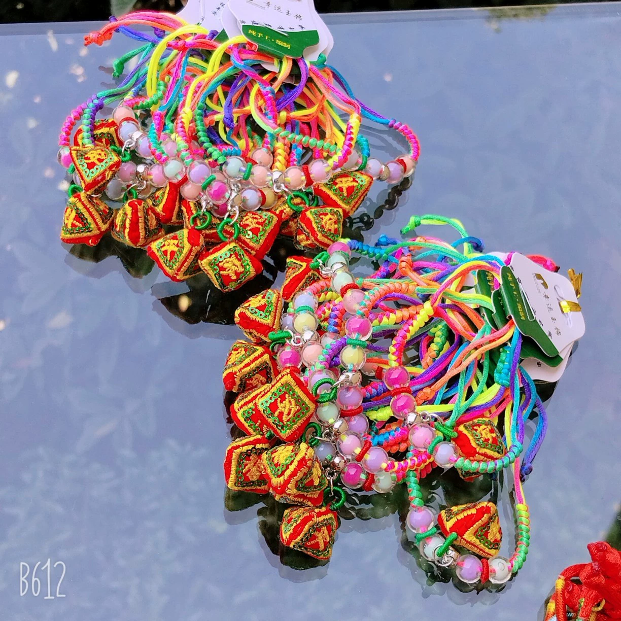 Woven Red Rope Bracelet, Miao/Tibetan Silver Alloy Charms, Ankle & Wrist, Multiple Styles