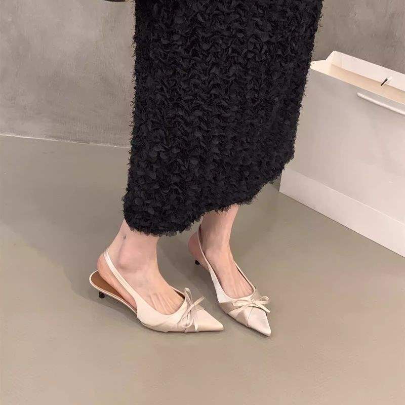 Plus Size High Heels for Women 41 to 42 Wide Fat Feet French Stiletto Toe Sandals Elegant Lady Black Pointed Toe Shoes