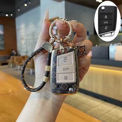 Suitable for Volkswagen Cc Key Car key bag - type-b-key-cover-light-luxury-leather-rope