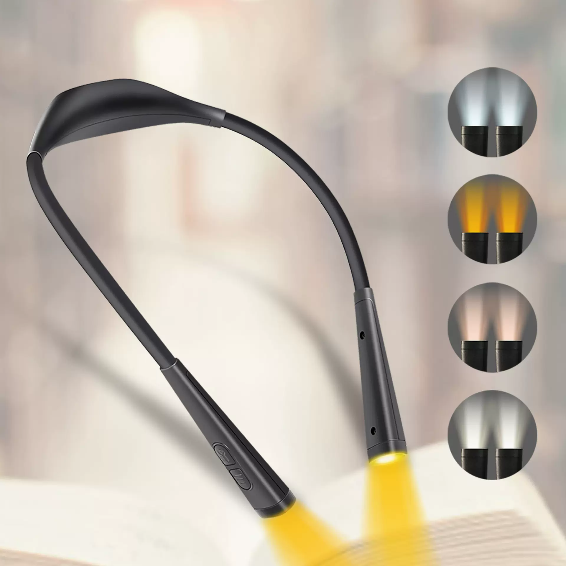 四色温LED跨境挂脖阅读灯 户外露营夜跑读书灯 USB充电学习护眼灯