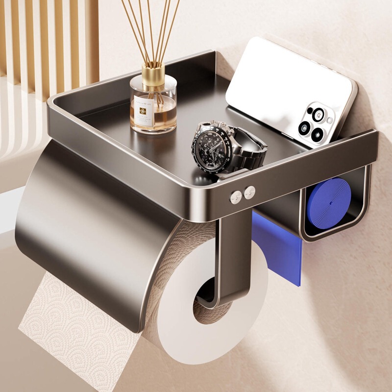 Carefully Selected Bathroom Tissue Box, No-Drill Wall-Mounted Toilet Paper Holder, Toilet Tissue, Hand Towel, Garbage Bag, Roll Paper Holder