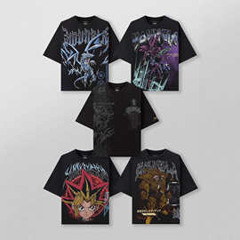 YOUNGLA联名Yu-Gi-Oh男士超大T恤慢跑者运动健身纯棉短袖潮流T恤