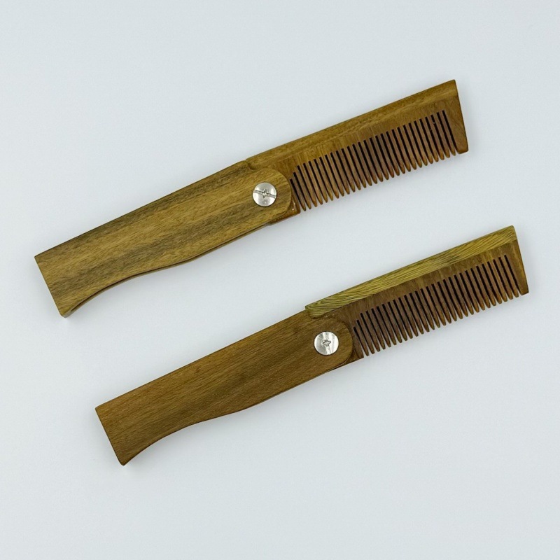 Estilo explosivo transfronterizo al por mayor peine de peluquería peine de barba de hombre portátil peine de sándalo antiestático peine plegable