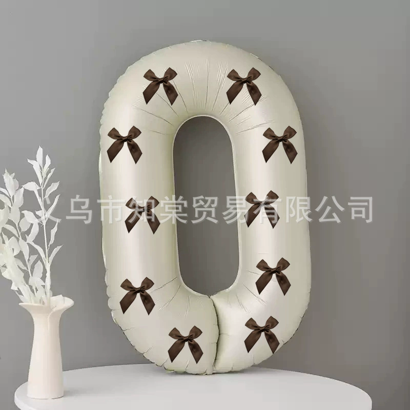 Балетный ветер 32-дюймовый кремовый цифровой воздушный шар плюс карри бант день рождения декоративный цифровой алюминиевый пленочный воздушный шар