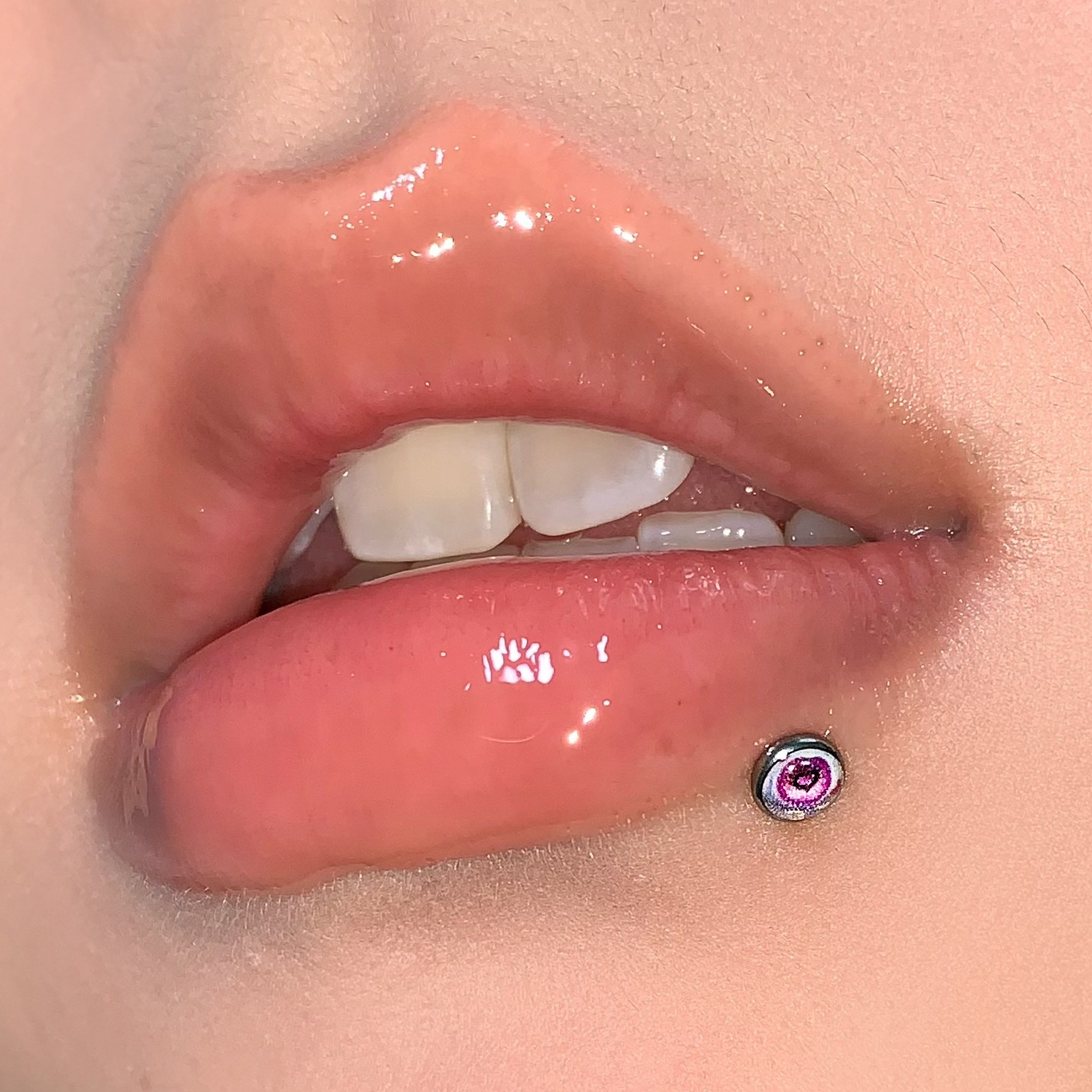 Pointed labret stud close-up product detail