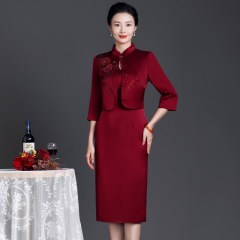 603#新款年轻妈妈装两件套妈妈衣服高级感婚礼喜婆婆妈妈装婚宴礼