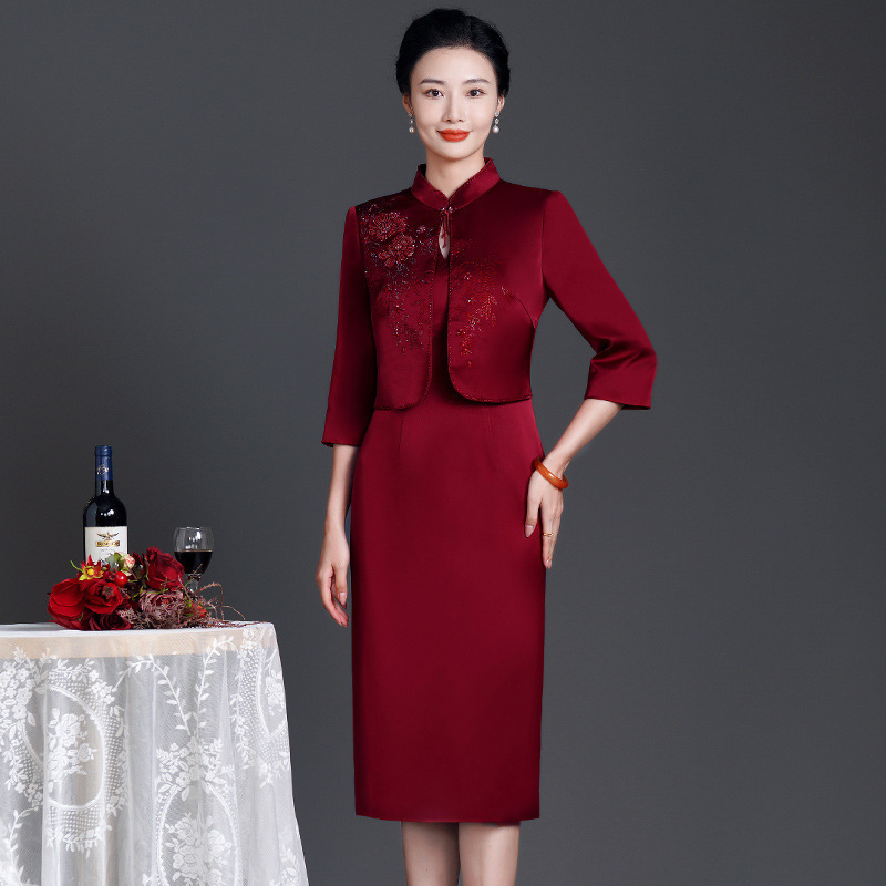 603#新款年轻妈妈装两件套妈妈衣服高级感婚礼喜婆婆妈妈装婚宴礼|undefined