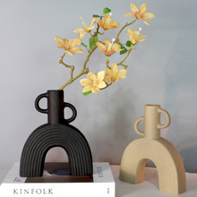 跨境北欧简约双耳治愈系陶瓷花瓶家居摆件客厅插花现代花器装饰