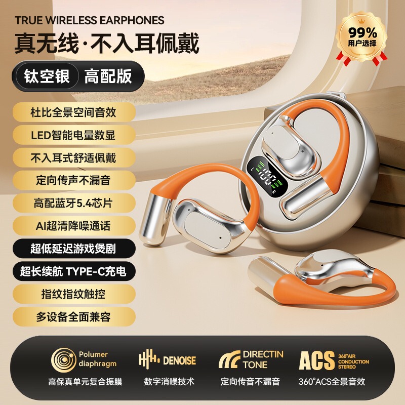 2025新型bluetoothイヤホン両耳騒音低減無線ows耳掛け式運動高音質回転ココナッツボール|undefined