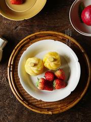 BB4C批發中式茶點盤陶瓷點心盤青瓷葵口盤子水果盤糕點碟深盤