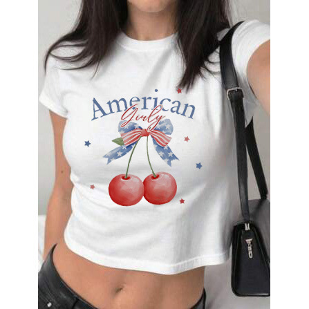Best Selling Print T-Shirt European and American Women's Summer Sweet and Spicy Streetwear Y2K Top