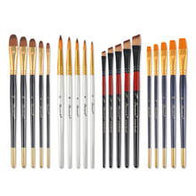 6支装学生油画笔木质白色杆颜料笔水粉笔套装美术diy画笔画材用品