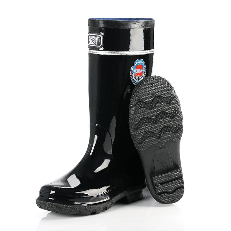Дождевая обувь мужская высокая труба черный нескользящий труд защита дождя сапоги мужская наружная длинная сетка пряжа толстая износостойкая водная обувь оптом
