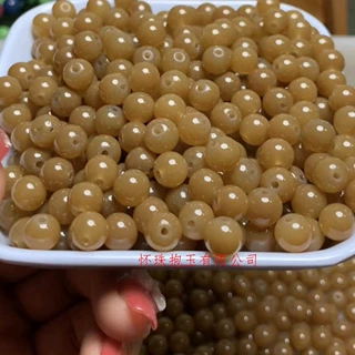 8mm散珠糖色DIY饰品配件糖色玉珠圆珠散珠 石英岩玉珠咖色玉珠子