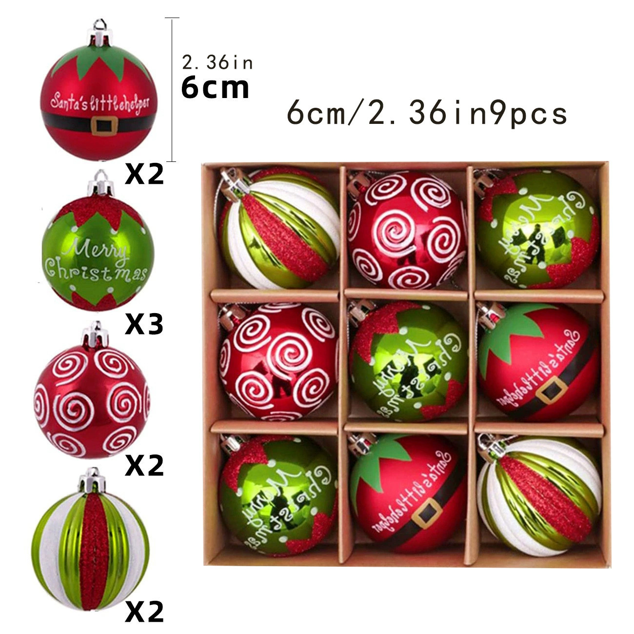 Decoraciones navideñas transfronterizas Bola de Navidad Colgante de Navidad de forma especial de 6cm Bola de galvanoplastia pintada de fábrica Spot al por mayor