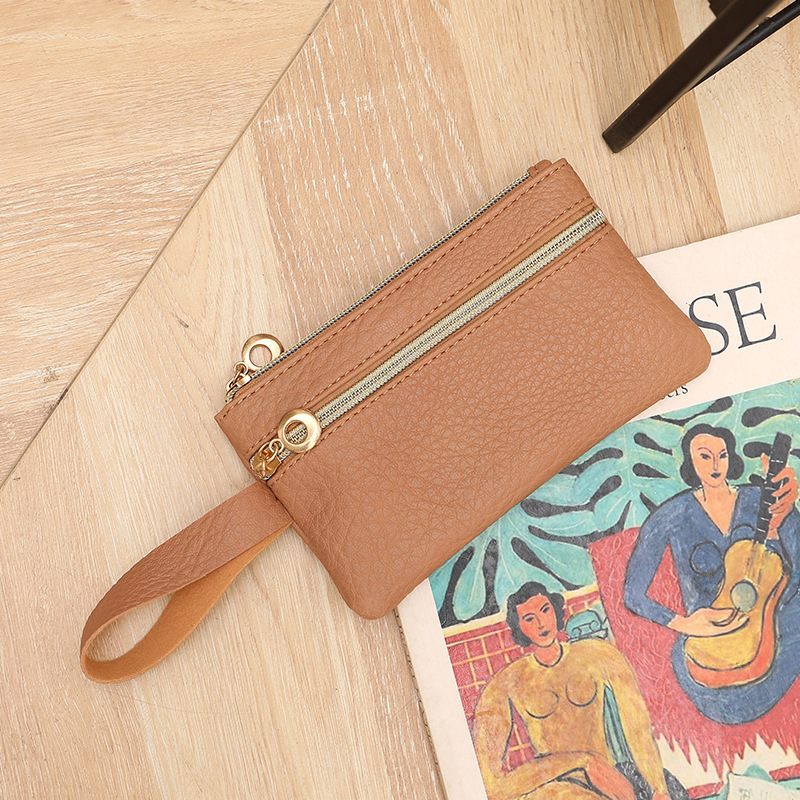 Monedero de mujer con patrón de lichi de moda de cuero de imitación de punto transfronterizo, bolso de embrague largo, monedero multifuncional de gran capacidad