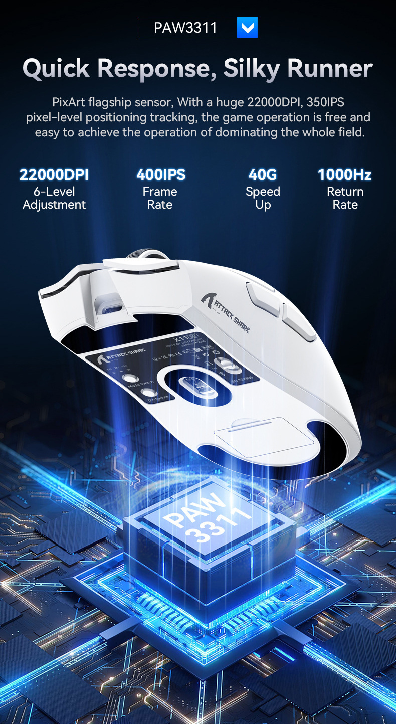 ATTACKSHARK Attack Shark X11SE Wireless Bluetooth Mouse, Video Game, Long Endurance, The Third Mock Examination, Lightweight_voghion.com