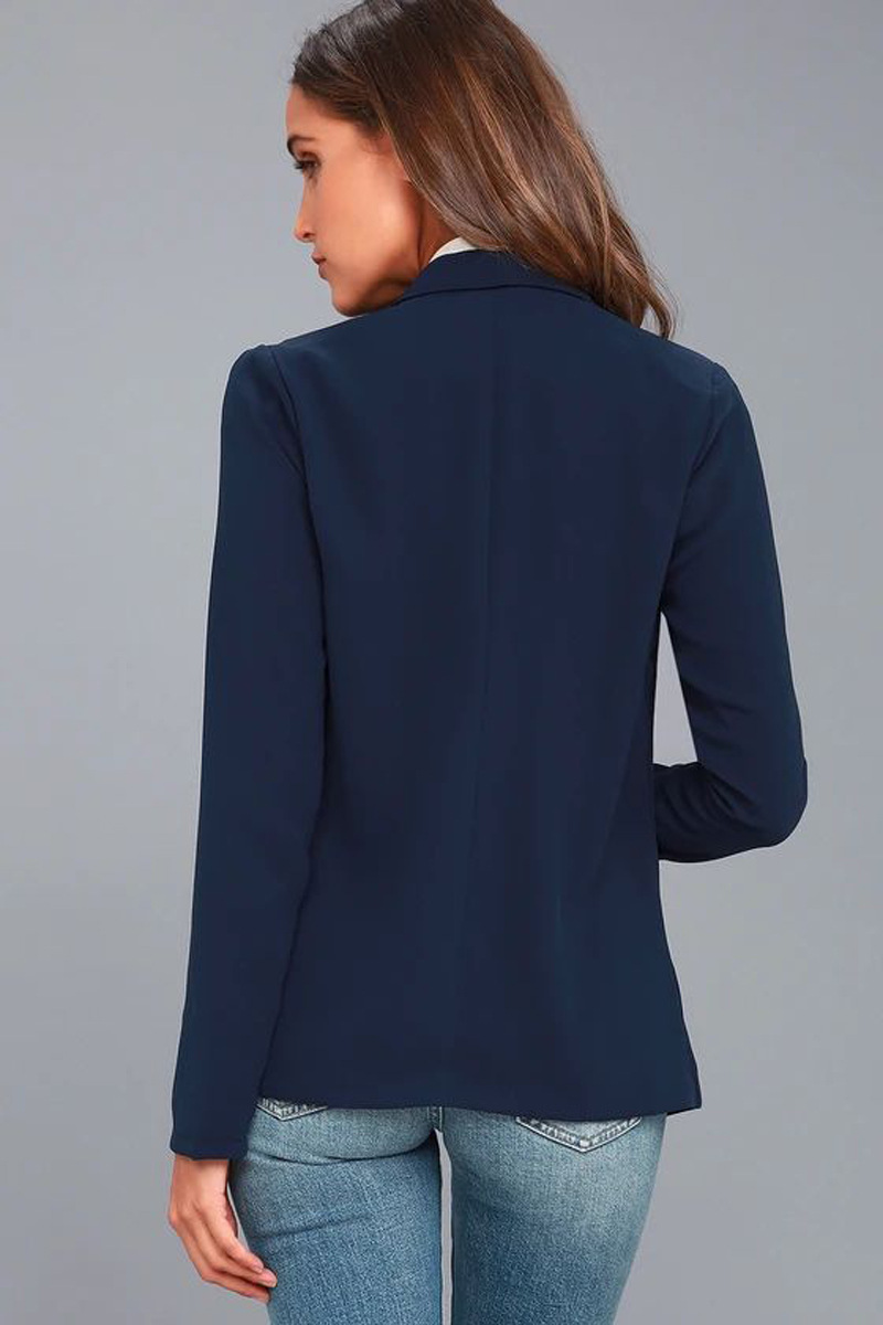 Saco Blazer Entallado para Mujer de Mezcla de Fibra Sintética, Manga Larga, Cuello Solapa, para Oficina y Uso Diario