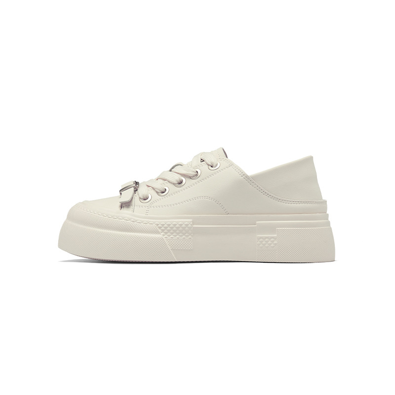 Augu Shi Deng zapatos blancos de suela gruesa para mujeres 2025 nuevo otoño suave ligero dos zapatos de skate zapatos deportivos casuales