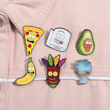 跨境卡通金属徽章创意披萨/卫生纸/香蕉/牛油果水果造型小众胸花