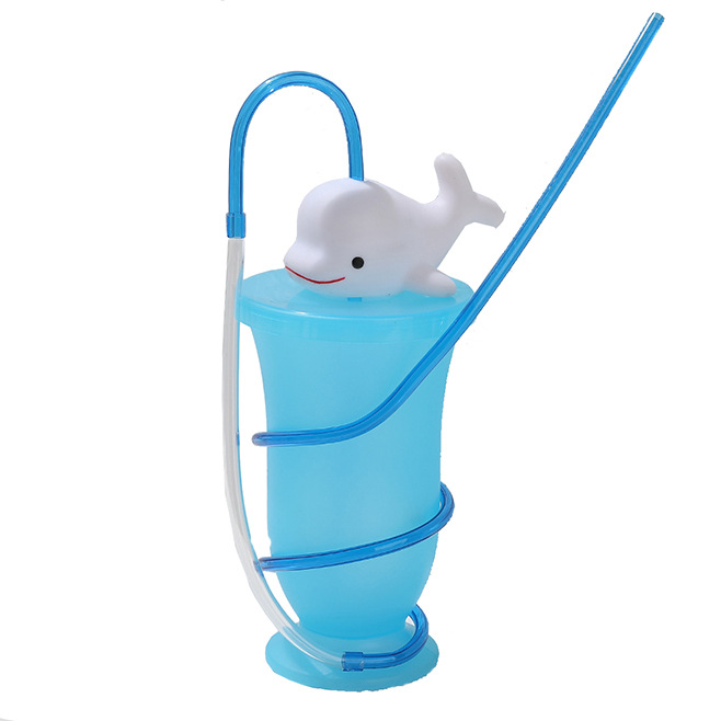 Comercio exterior creativo transfronterizo lindo muñeca taza de paja delfin taza de agua animal zoológico océano taza de té de leche regalo