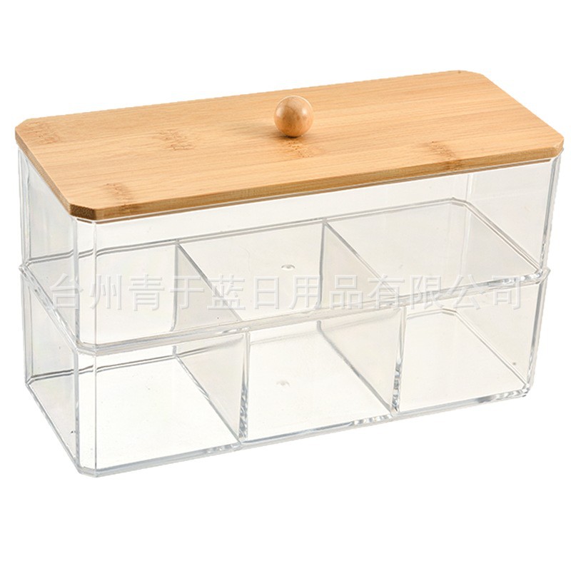 Caja de almacenamiento transparente a prueba de polvo con cubierta de escritorio dividida en paneles para organizar artefactos mágicos de maquillaje de algodón taiwanés para emitir decoraciones de caja de almacenamiento image 6