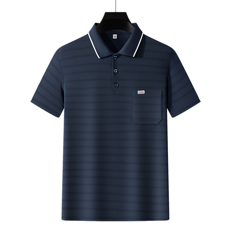 卸売りの新品の男性は半袖のtシャツのポケットのpoloシャツの速乾の氷の糸のお父さんをめくって高級な思いやりの夏を詰めます。|undefined
