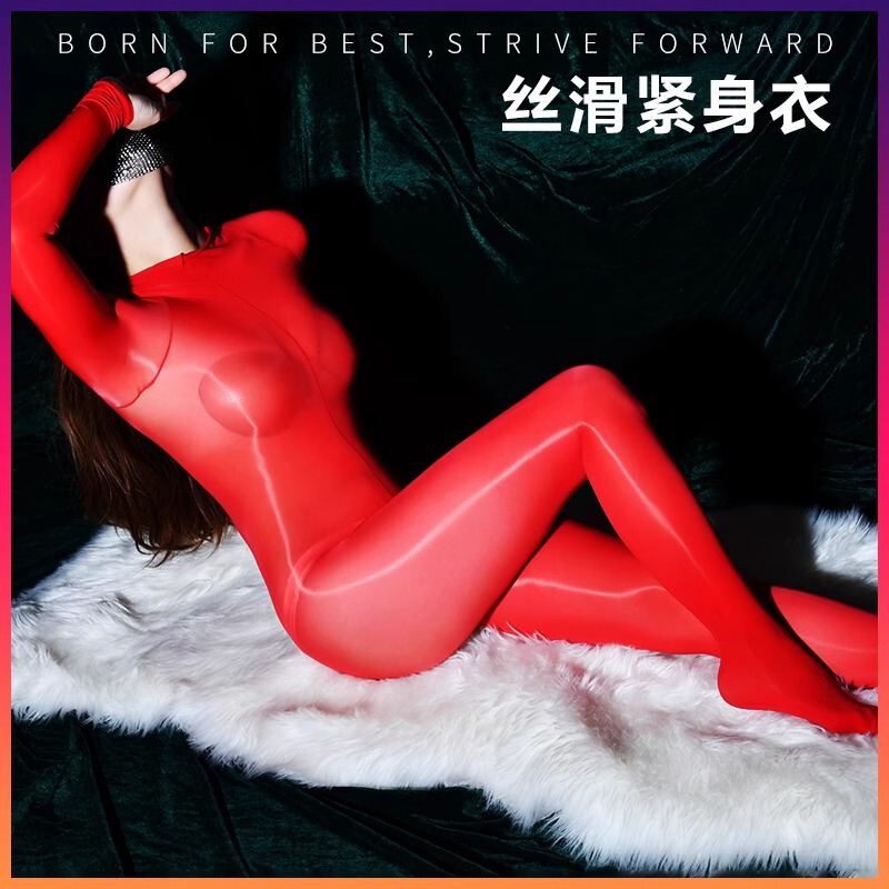 912 Needle Horse Oil Socks Ultra-thin Oil Bright Full-body Clothes Tight-fit jumpsuit Anti-hook Silk Pantyhose Oil-light Sexy Black Silk