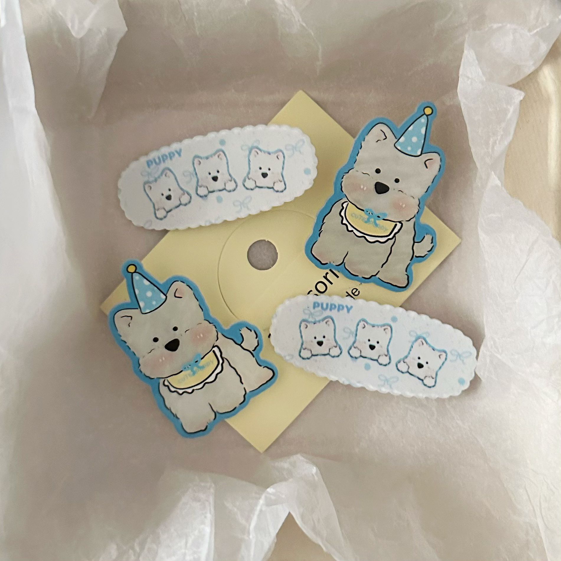 sweet acrylic blue full body puppy barrettes japanese soft and adorable all-match girl side clip hairpin accessories hair accessories