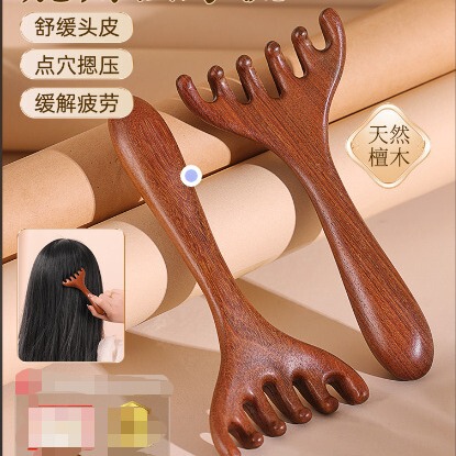 Antler Massage Comb Head Five Claw Scalp Natural Sandalwood Hair Therapy Massage Meridian Five Finger Massage Tool for Men and Women Antler Massage Comb Head Five Claw Scalp Natural Sandalwood Hair Therapy Massage Meridian Five Finger Massage Tool for Men and Women