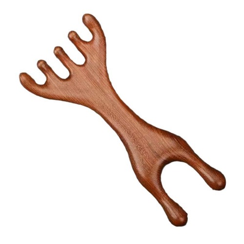Six-pronged dual-purpose deer antler comb: massage, eye & scalp treatment, meridian stimulation, therapeutic hair brushing, and gentle scraping for detoxification—crafted from authentic deer antlers.