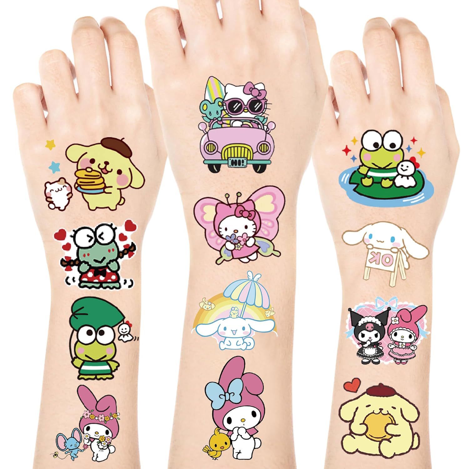 批发新款儿童卡通纹身贴可爱凯蒂猫蜘蛛侠冰雪公主临时纹身贴纸