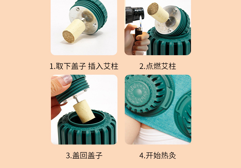 Smokeless Moxibustion Box Portable Ai Jiu Moxa Warmer Set for Home Body Use Pink Backpack Style preparation