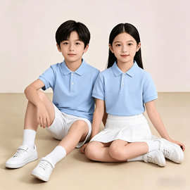 儿童夏装套装2025新款小孩中大儿童夏季短袖POLO衫套装帅气时髦潮