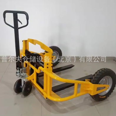 户外手动液压托盘搬运车山地液压叉车1T手动搬运车崎岖路面越野