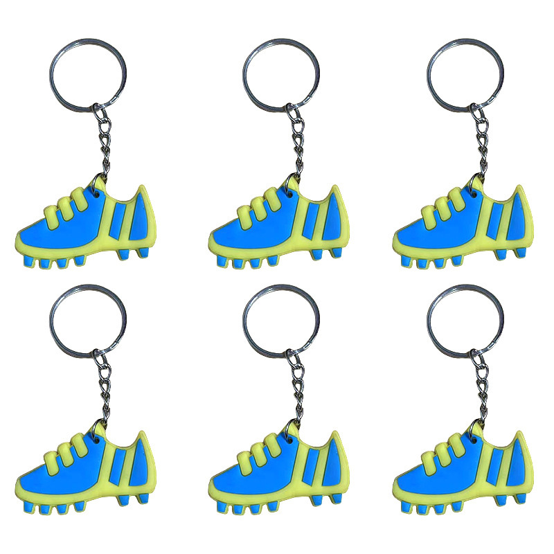 Dual-Color Football Shoe Pvc Keychain Gym Backpack Pendant 2D Key Soft Rubber Drip Plastic Pendant Wholesale