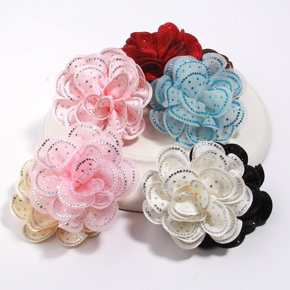 Spring and summer hair clips, side clips, decorative large flowers, silk flowers, rhinestone flowers, accessories, DIY hat, clothing, shoe flower embellishments
