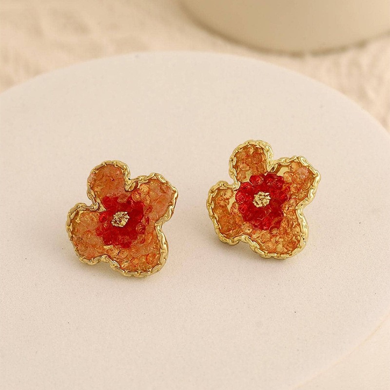 1 Paire Pastorale Fleur Placage Alliage Des Boucles D'oreilles display picture 2