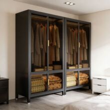 钢制衣柜卧室家用出租房简易组装铁皮金属环保组合衣帽间宝宝衣柜