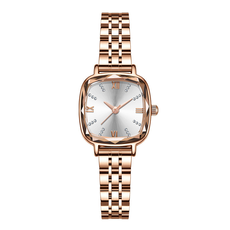 Square Women's Quartz Water Diamond Multi faceted Mirror Fine Band Watch Simple Fashion Versatile_voghion.com