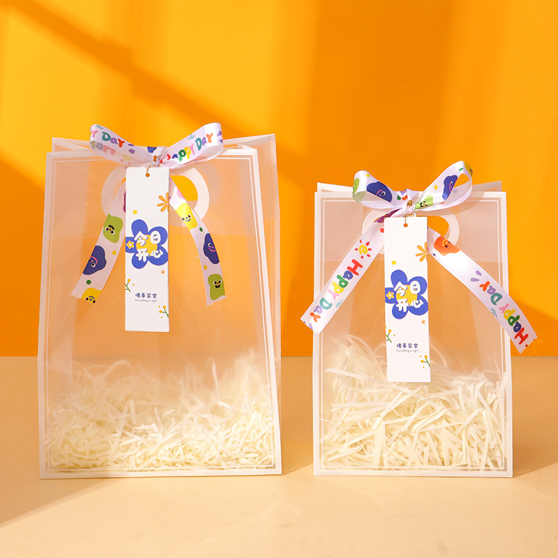 Bolsa de Regalo Creativa para la Vuelta al Cole, Bolsa de Regalo de Papelería, Bolsa de Regalo Transparente de Plástico de Alta Gama, Bolsa de Regalo