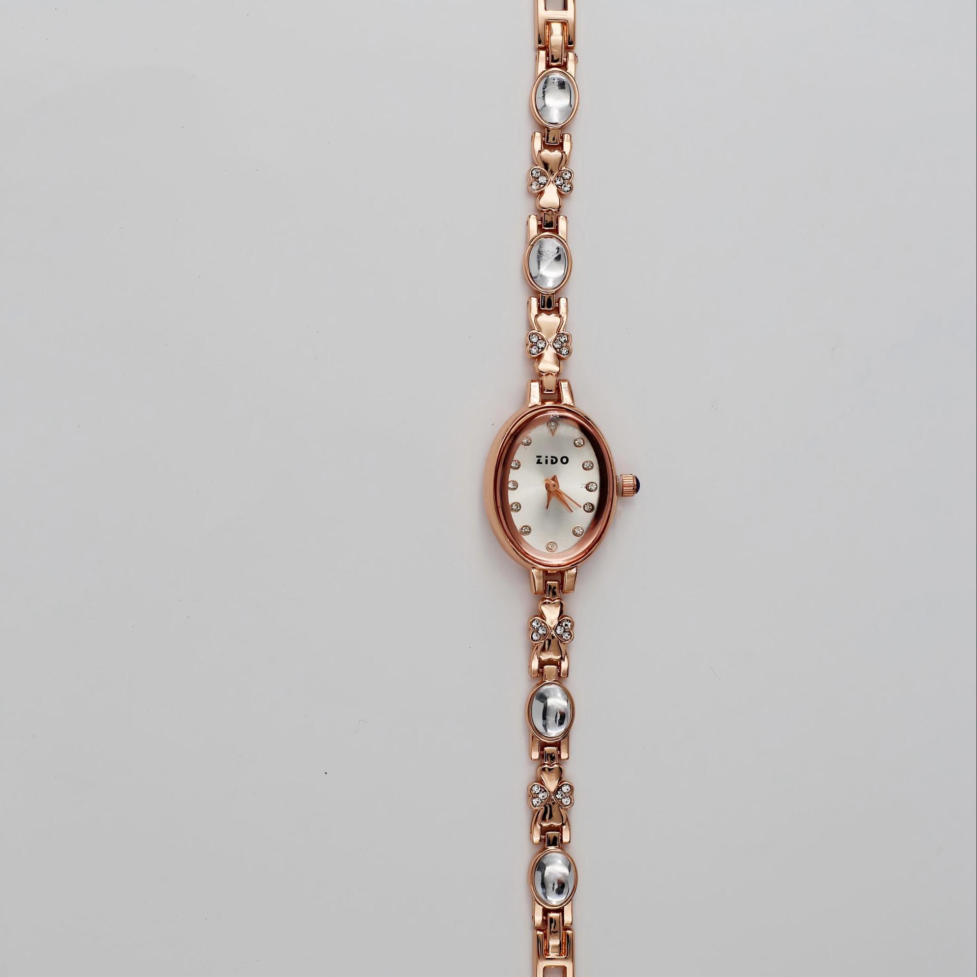 Reloj de alta gama de marca ZIDO, reloj ovalado de cuarzo con diamantes de lujo ligero y temperamento a la moda para mujer, reloj para mujer 1406