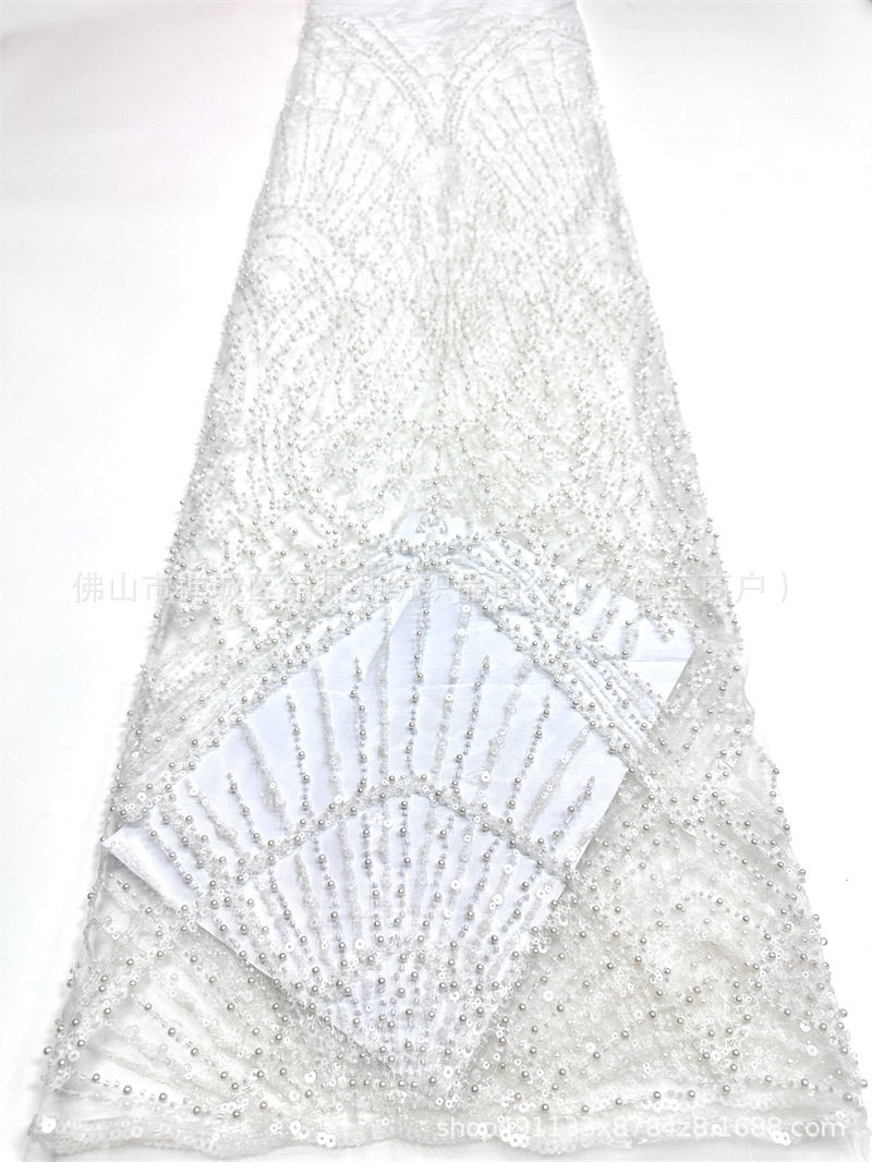 Vestido de boda de moda alta francesa vestido de cena vestido de moda aristocrático vestido de cuentas tela bordada en stock