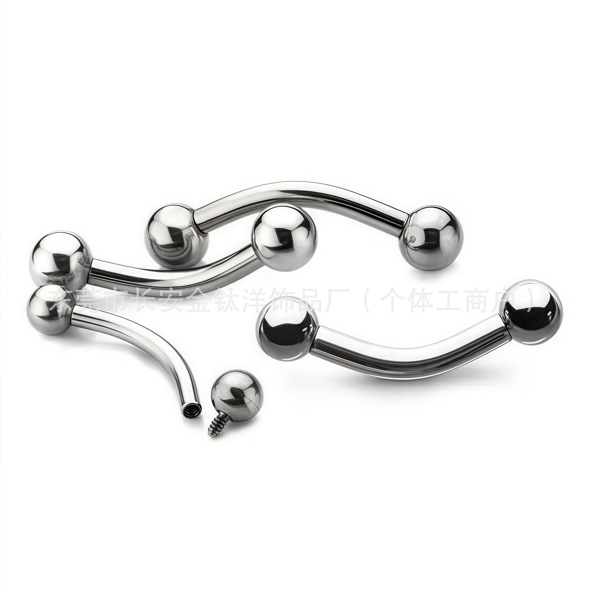 G23 Titanium Inner Thread Double Head Ball Eyebrow Nail Tongue Nail Lip Nail Breast Nail Bent Bar Body Piercing Jewelry detail image 4