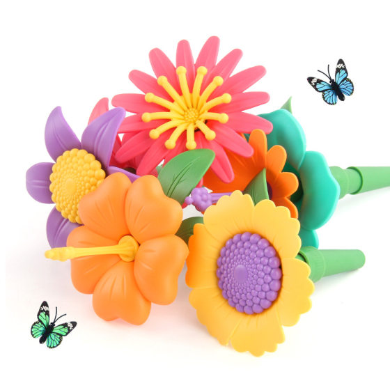 Variety mosaic garden building blocks suit children's educational play house handmade flower arrangement DIY assembled girls' toys