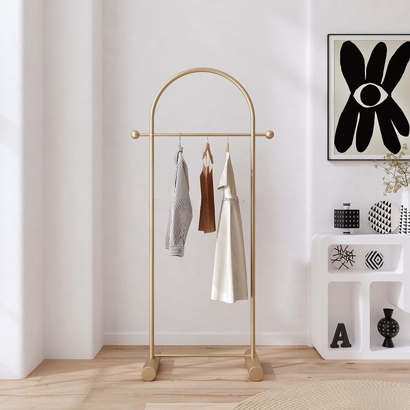 Nordic Simple Entryway Coat Rack Bedroom Floor-Standing Corner Coat Rack Master Bedroom Space-Saving Metal Coat Rack