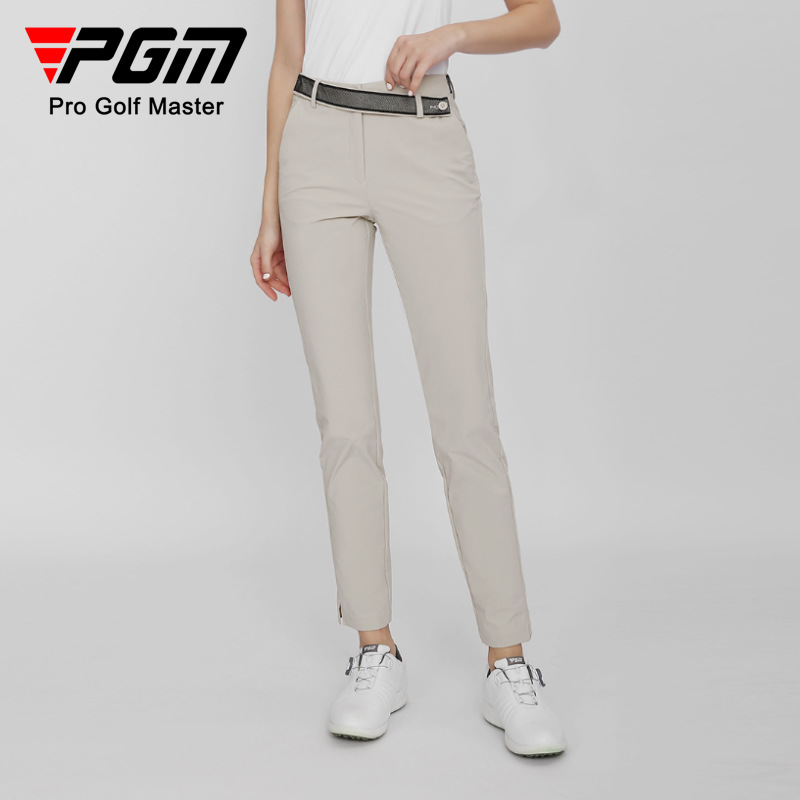 Quần golf nữ dài tôn dáng PGM co giãn cao thắt lưng lưới — KUZ145-màu trắng, KUZ145-Kaki, KUZ145-Màu đen
