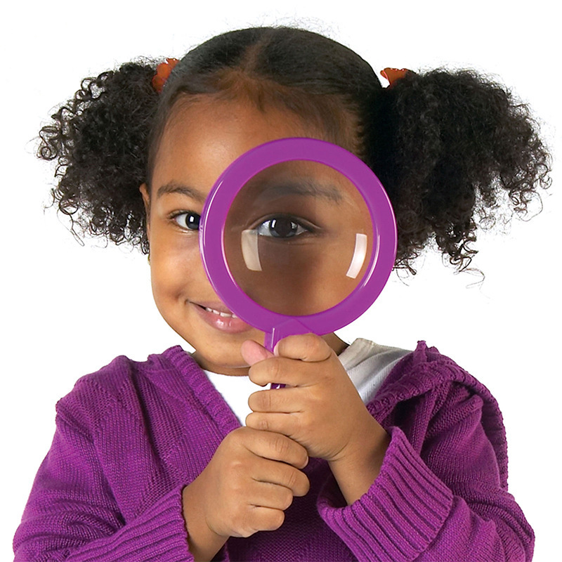 新款塑料手柄90mm亚克力镜片带支架放大镜儿童科教老人阅读放大镜