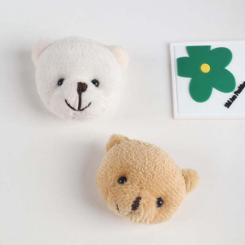 卡通毛绒泰迪熊头公仔diy服饰包包装饰大头熊头配饰胸针厂家批发