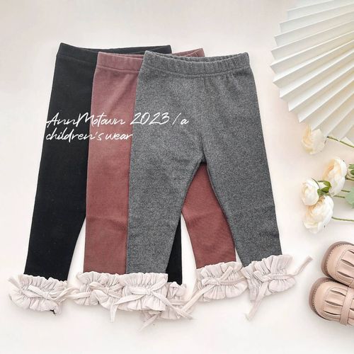 Ningli Girls' Leggings Autumn New Korean Style Ins Mesh Stretch Slim Pants Baby Girls Solid Color Pants